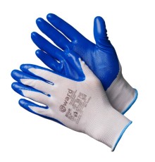 Blue Перчатки нейлоновые белые с синим нитриловым покрытием