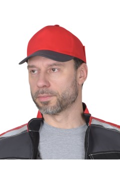 Кепка-бейсболка красная с т.серым