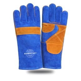 Краги спилковые Safeprotect Хакасия усиленные синие, флисовая подкладка, размер 10,5