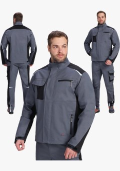 Куртка мужская ProfLineLeader (тк.Хлопок/Спандекс,260), серый, чёрный
