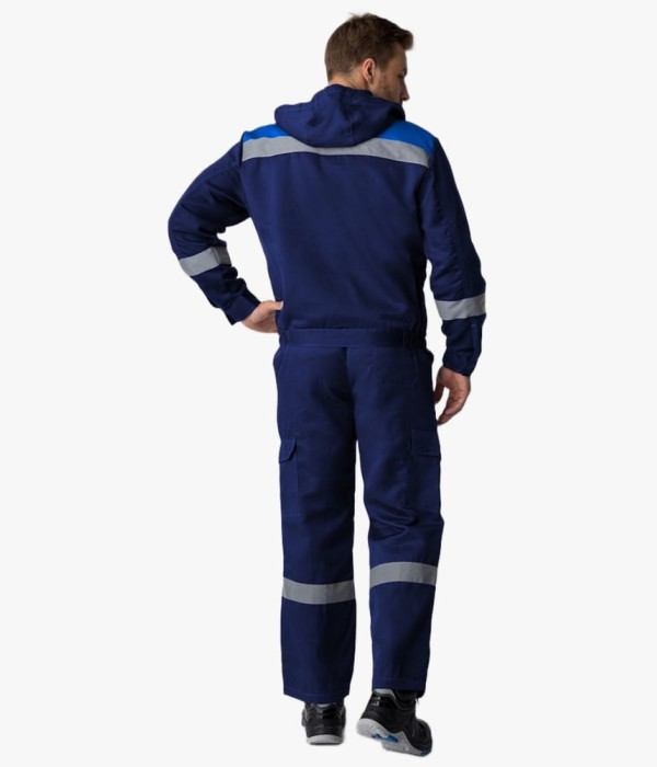 Костюм летний мужской Титан-2 СОП (тк. Смесовая, 210 гр/м2) полукомбинезон, тёмно-синий, васильковый