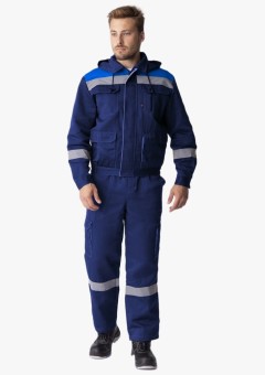 Костюм летний мужской Титан-2 СОП (тк. Смесовая, 210 гр/м2) полукомбинезон, тёмно-синий, васильковый