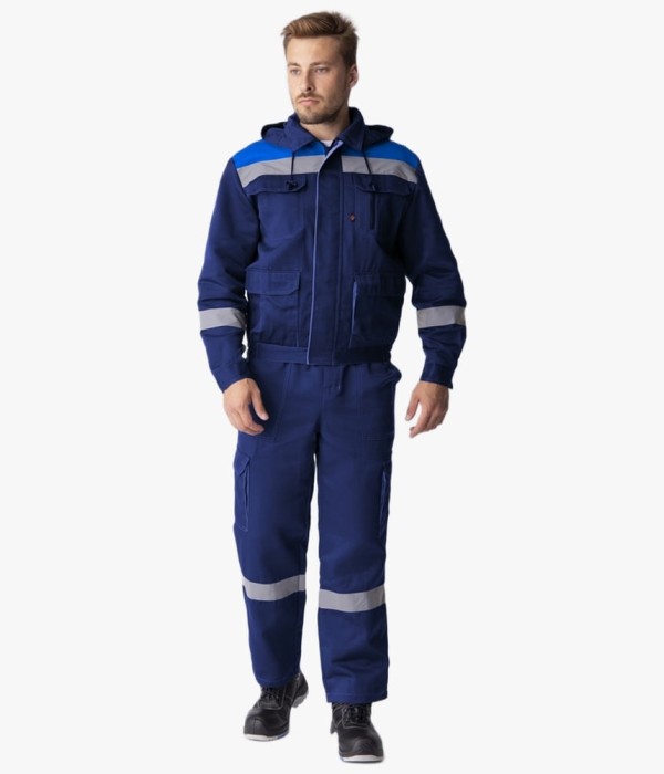 Костюм летний мужской Титан-2 СОП (тк. Смесовая, 210 гр/м2) полукомбинезон, тёмно-синий, васильковый