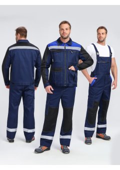 Костюм ProfLineBase-2 (тк.Твил,210) п/к, т.синий/черный/васильковый