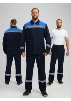Костюм Лигор-1 СОП (тк.Саржа,250) брюки, т.синий/васильковый