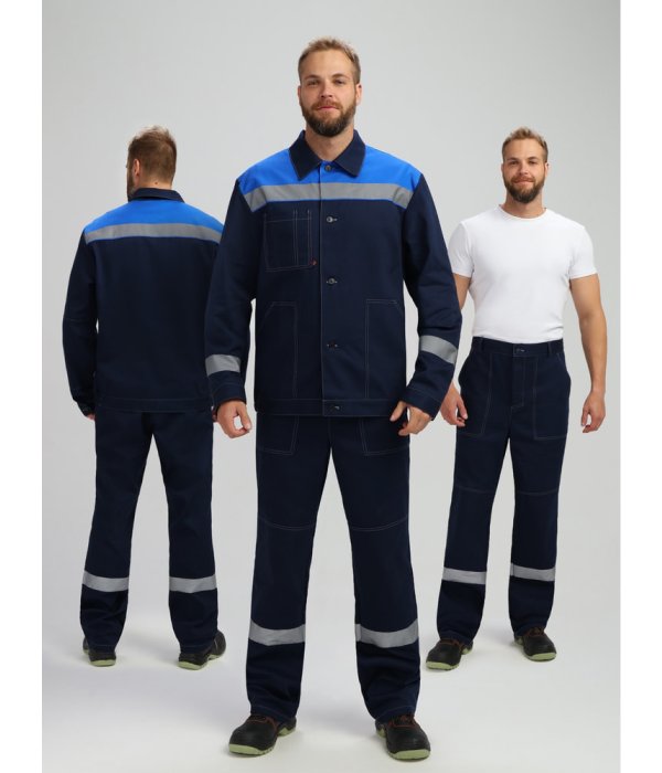 Костюм Лигор-1 СОП (тк.Саржа,250) брюки, т.синий/васильковый