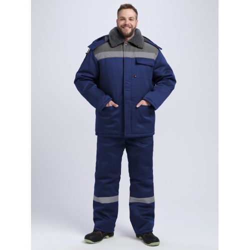 Куртка зимняя для бригадира NEW (тк.Смесовая,210), т.синий/серый