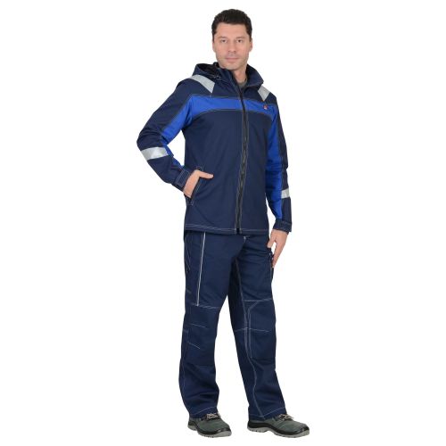 Куртка мужская рабочая летняя "Сириус-Сидней" синяя с васильковым и СОП