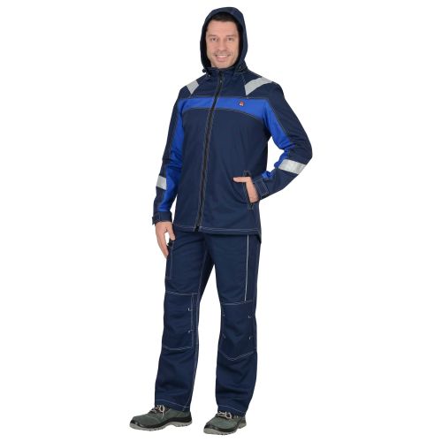 Куртка мужская рабочая летняя "Сириус-Сидней" синяя с васильковым и СОП
