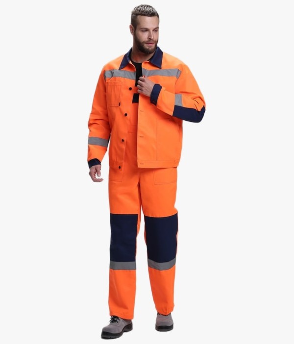 Костюм сигнальный Лигор-2 СОП (тк.Смесовая,210) полукомбинезон, оранжевый, тёмно-синий