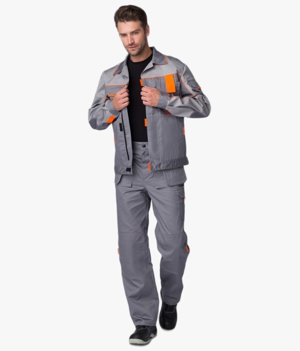 Костюм Союз-Профессионал-1 (тк. Балтекс, 240 гр/м2) брюки, серый, светло-серый, оранжевый
