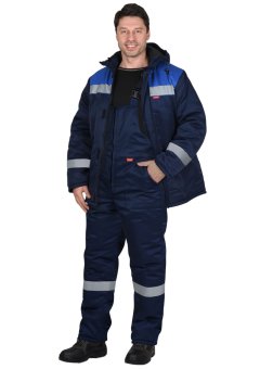 Костюм СИРИУС-РОСТ-НОРД-2 зимний, куртка, п/к, темно-синий с васильковым и СОП