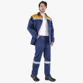 Костюм мужской Стандарт СОП (тк.Смесовая,210) брюки, тёмно-синий, оранжевый