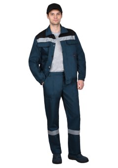 Костюм СИРИУС-МАСТЕР куртка кор., брюки, морена с черным и СОП, 245 г/м2, 65% ПЭ, 35% ХБ