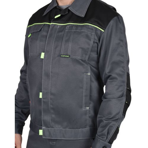 Костюм для работы мужской "Сириус-Фаворит" летний, куртка и полукомбинезон, цвет тёмно-серый с чёрным