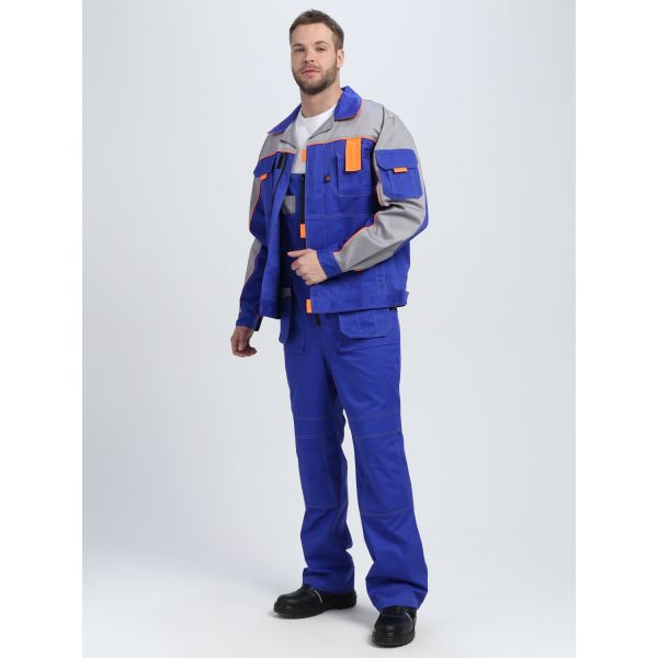Костюм Союз-Профессионал-2 CH, ткань Смесовая, 240 г/м2, полукомбинезон, цвет васильковый, светло-серый, оранжевый