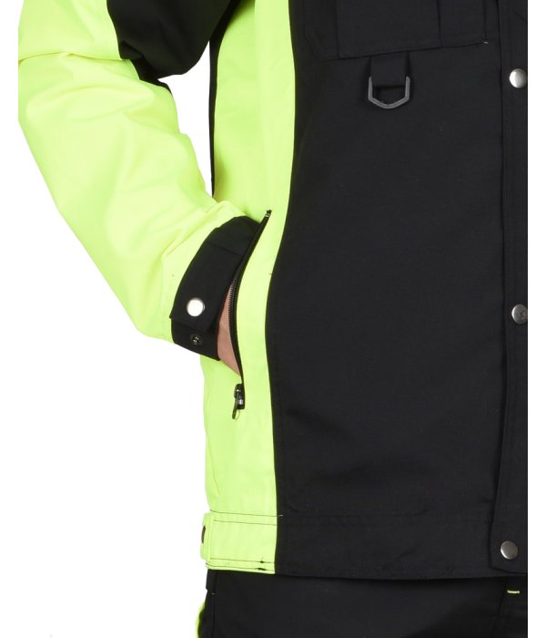 Костюм СИРИУС-ОНИКС куртка, п/к, черный с лимонным, 255 г/м2, 65%ПЭ, 35%ХБ