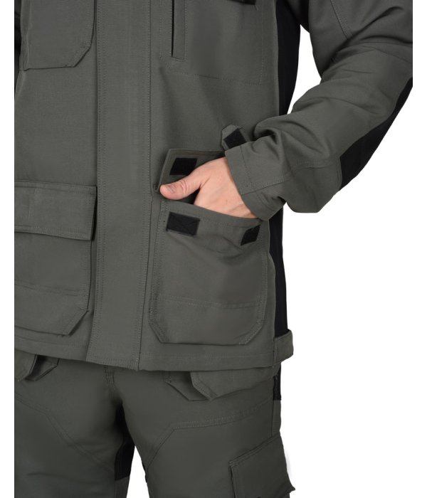 Костюм СИРИУС-ТРИТОН куртка, брюки хаки с черным тк.Кошачий глаз, 300 г/м2, 88%ПЭ, 12%ХБ