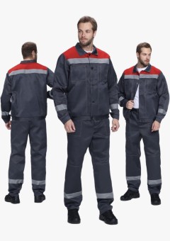 Костюм мужской Лигор-1 СОП (тк.Смесовая,210) брюки, тёмно-серый, красный