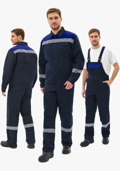 Костюм мужской Липецк-2 СОП CH (тк.Смесовая,280) полукомбинезон, тёмно-синий, васильковый