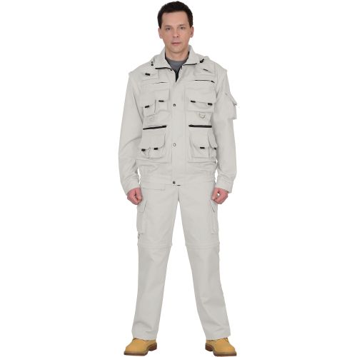 Костюм "Сириус-Тигр", куртка, брюки, ткань Rodos 245, цвет молочный
