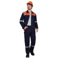 Костюм СИРИУС-БИЛДЕР куртка, брюки темно-синий с оранжевым, 245 г/м2, 80%ПЭ, 20%ХБ