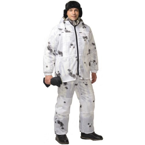 Костюм белый ветрозащитный камуфляжный "Сириус-Стелс" КМФ Клякса, куртка, брюки