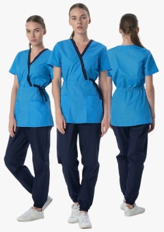 Костюм женский MedLine Арина (тк.Смесовая,120), тёмно-синий, ярко-голубой