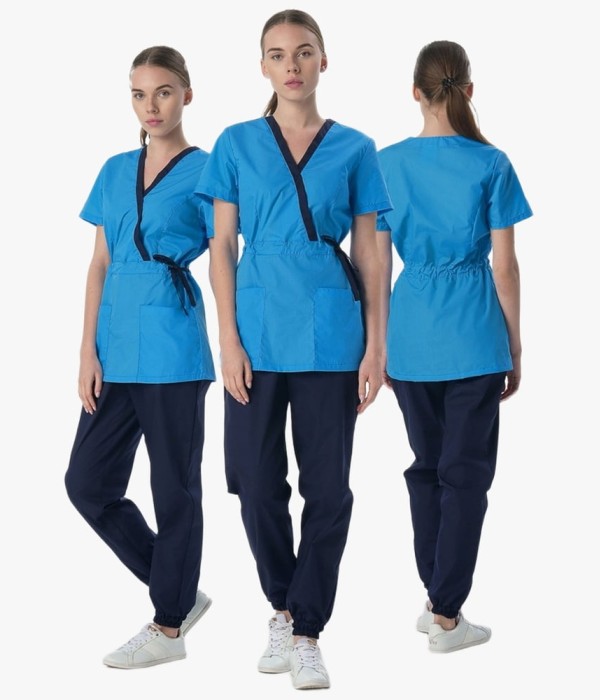 Костюм женский MedLine Арина (тк.Смесовая,120), тёмно-синий, ярко-голубой