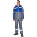 Костюм СИРИУС-ПЕТРОЛ куртка, п/к, тёмно-серый с васильковым и СОП, 260 г/м2, 80%ХБ, 20%ПЭ