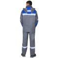 Костюм СИРИУС-ПЕТРОЛ куртка, п/к, тёмно-серый с васильковым и СОП, 260 г/м2, 80%ХБ, 20%ПЭ