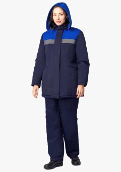 Костюм зимний женский Вьюга СОП (тк. Смесовая, 210 гр/м2) брюки, тёмно-синий, васильковый