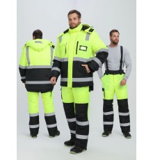 Костюм зимний сигнальный ProfLineSpecialist (тк.Оксфорд PU) брюки, желтый/черный