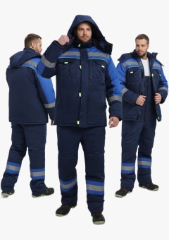 Костюм зимний мужской Бивек-2 СОП (тк.Смесовая,210) пк, тёмно-синий, васильковый, лимонный