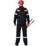 Костюм рабочий мужской Сириус-Титан, куртка, полукомбинезон, с СОП, цвет чёрный с красным