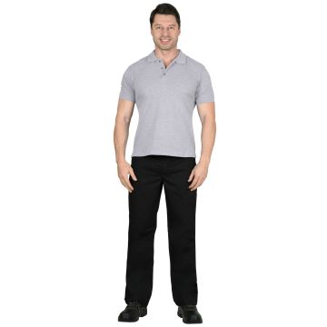 Рубашка-поло, цвет меланж серый, короткие рукава с манжетом, плотность 180 г/м2