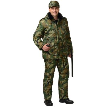 Костюм "Сириус-Безопасность" зимний, куртка длинная, полукомбинезон, КМФ Зелёный