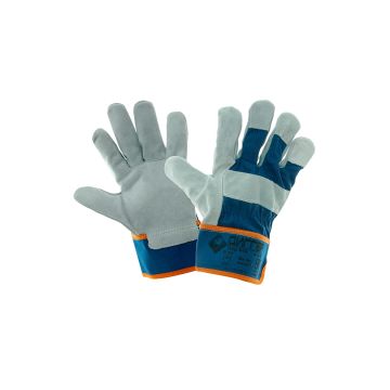 Перчатки Диггер спилковые комбинированные, серо-голубые, размер 10,5