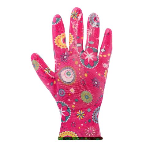 Перчатки Safeprotect САДОВЫЕ, нейлон, прозрачный нитрил, цвет розовый