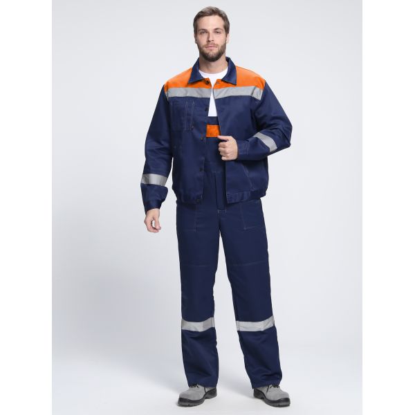 Костюм Легион-2 СОП, ткань Смесовая, 210 г/м2, полукомбинезон, цвет тёмно-синий, оранжевый