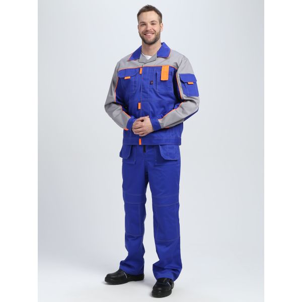 Костюм Союз-Профессионал-2 CH, ткань Смесовая, 240 г/м2, полукомбинезон, цвет васильковый, светло-серый, оранжевый