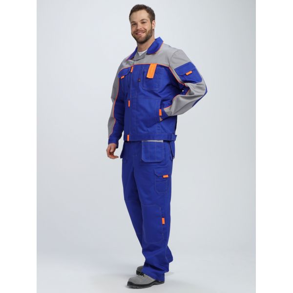 Костюм Союз-Профессионал-1 CH, ткань Смесовая, 240 г/м2, брюки, цвет васильковый, светло-серый, оранжевый