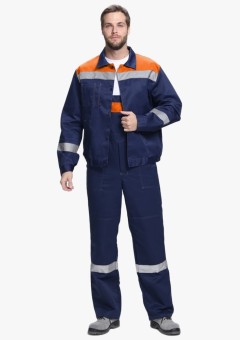 Костюм Лигор-2 СОП (тк.Смесовая,210) полукомбинезон, тёмно-синий, оранжевый