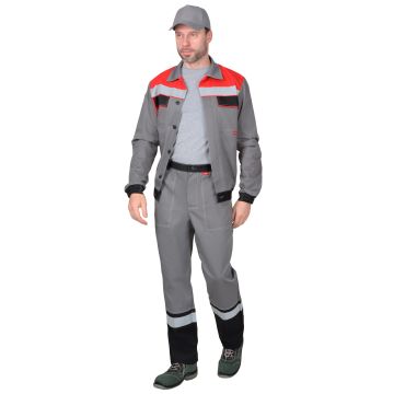 Костюм "Сириус  5120", куртка, брюки, цвет средне-серый с красным и СОП