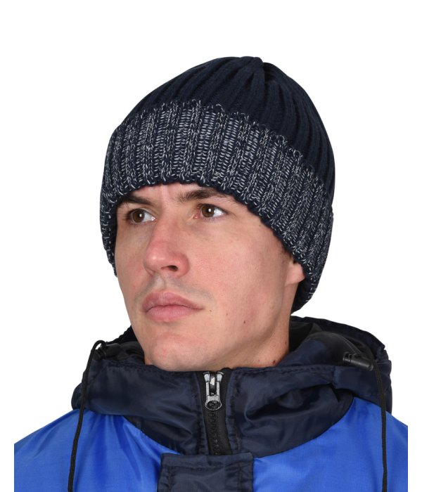 Шапка темно-синяя с СВ-элементами СИРИУС Юка, с утеплителем Тинсулейт (х12х60)