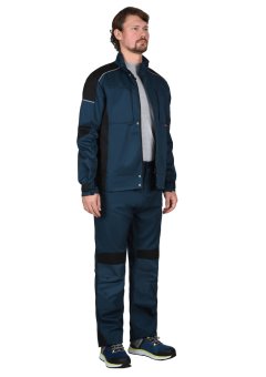 Костюм СИРИУС-ЦИТРИН куртка, брюки, морена с черным, 245 г/м2, 65%ПЭ, 35%ХБ