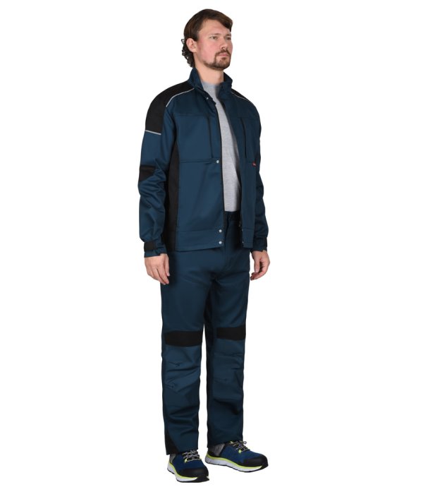 Костюм СИРИУС-ЦИТРИН куртка, брюки, морена с черным, 245 г/м2, 65%ПЭ, 35%ХБ