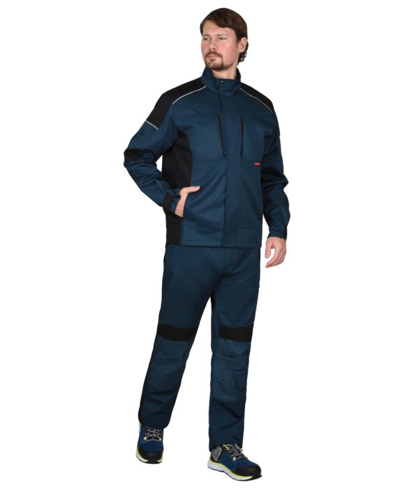 Костюм СИРИУС-ЦИТРИН куртка, брюки, морена с черным, 245 г/м2, 65%ПЭ, 35%ХБ