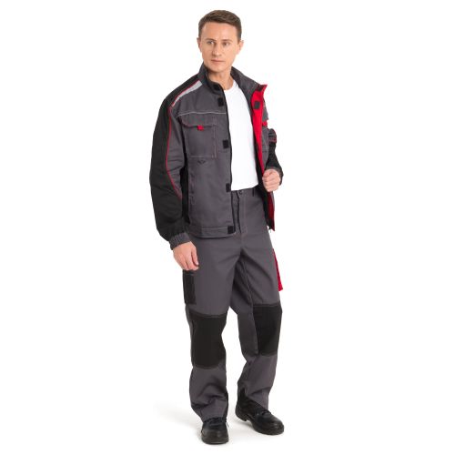 Костюм Рассо Коста, куртка, брюки, цвет серый с чёрным и красным