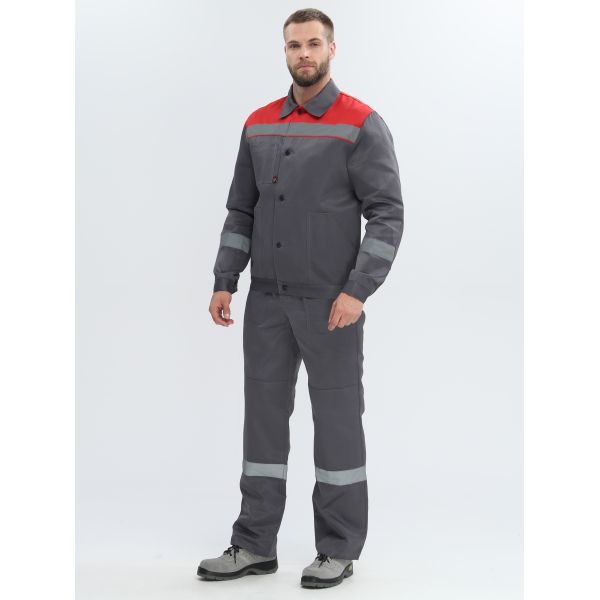 Костюм Легион-2 СОП, ткань Смесовая, 210 г/м2, полукомбинезон, цвет тёмно-серый, красный